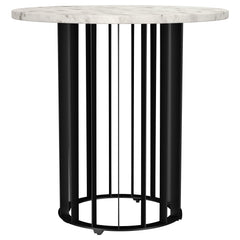 Tampa Furniture Outlet - Coaster - Haven Round Genuine White Marble Top End Side Table Black - 706207