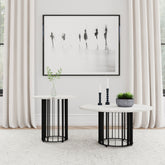 Tampa Furniture Outlet - Coaster - Haven 2-piece Round Marble Coffee and End Table Set Black - 706208-S2