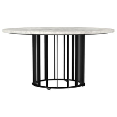 Tampa Furniture Outlet - Coaster - Haven Round Genuine White Marble Top Coffee Table Black - 706208
