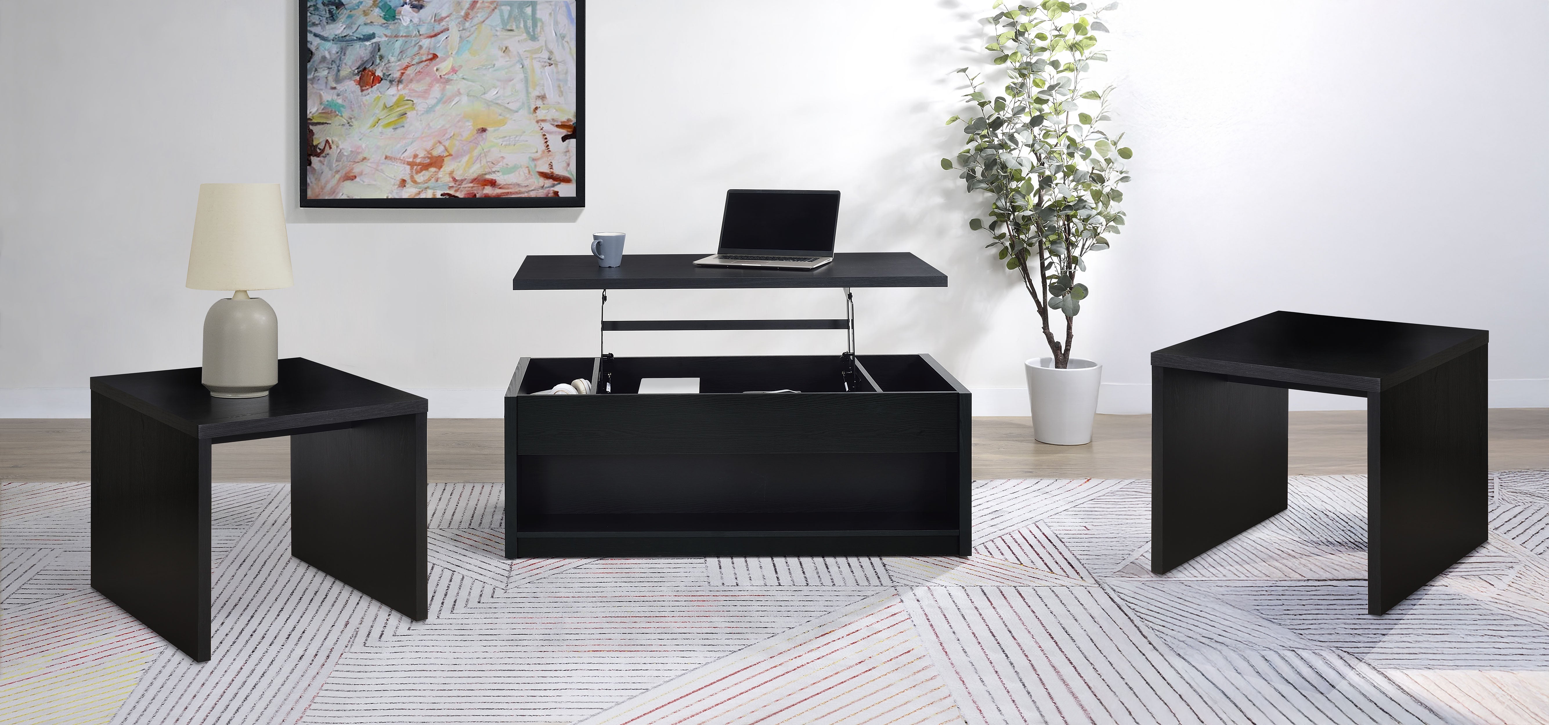 Tampa Furniture Outlet - Coaster - Knapp 3-piece Lift Top Coffee Table Set Black - 706228-S3