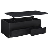 Tampa Furniture Outlet - Coaster - Knapp Lift Top Cocktail Coffee Table with Dual Drawers Black - 706228