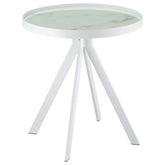 Tampa Furniture Outlet - Coaster - Briggs Round Marble Printed Glass Top End Side Table White - 706257