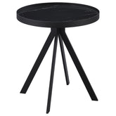 Tampa Furniture Outlet - Coaster - Briggs Round Marble Printed Glass Top End Table Black - 706267