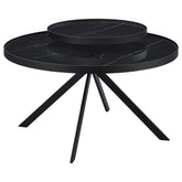 Tampa Furniture Outlet - Coaster - Briggs Round Marble Printed Glass Top Coffee Table Black - 706268