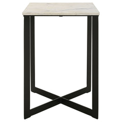 Tobin Square Marble Top End Table White and Black