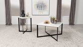 Tampa Furniture Outlet - Coaster - Tobin 2-piece Marble Top Coffee and End Table Set White - 707698-S2
