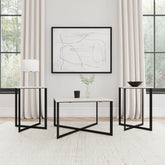 Tampa Furniture Outlet - Coaster - Tobin 3-piece Marble Top Coffee and End Table Set White - 707698-S3