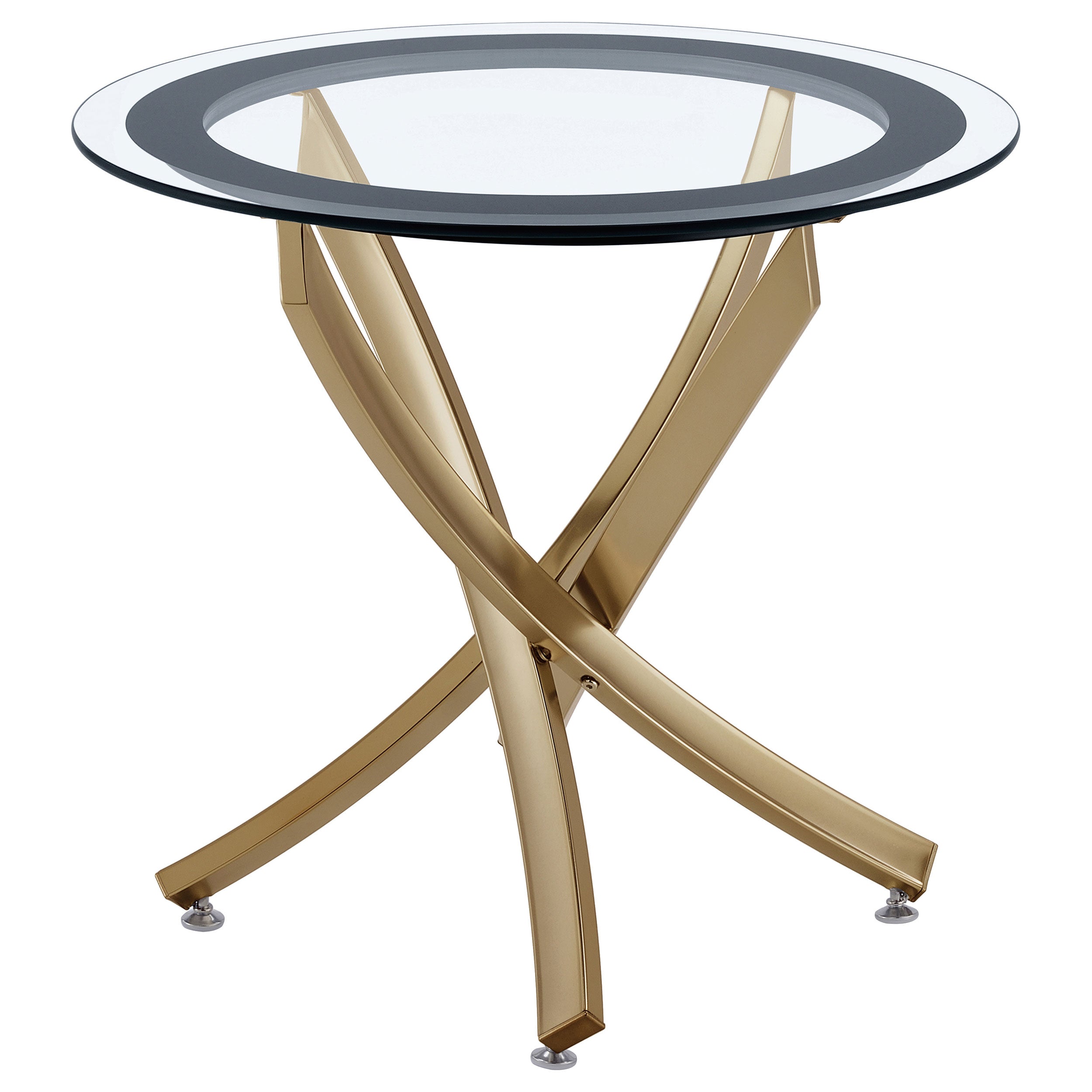 Tampa Furniture Outlet - Coaster - Brooke Round Glass Top Side End Table Metal Base Brass - 707887