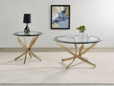 Tampa Furniture Outlet - Coaster - Brooke 2-piece Round Coffee and End Table Set Rose Brass - 707888-S2