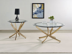 Tampa Furniture Outlet - Coaster - Brooke 2-piece Round Coffee and End Table Set Rose Brass - 707888-S2