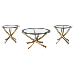Tampa Furniture Outlet - Coaster - Brooke 3-piece Round Coffee and End Table Set Rose Brass - 707888-S3