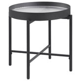 Tampa Furniture Outlet - Coaster - Ozella Round End Side Table with Recessed Top Sandy Black - 707897