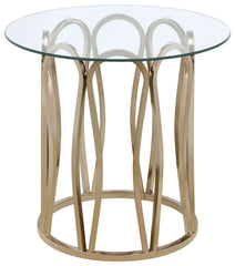 Tampa Furniture Outlet - Coaster - Monett Round Glass Top Side End Table Chocolate Chrome - 708057