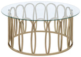 Tampa Furniture Outlet - Coaster - Monett Round Glass Top Coffee Table Chocolate Chrome - 708058