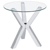 Tampa Furniture Outlet - Coaster - Kenzie Round Tempered Glass Top End Side Table Chrome - 708127