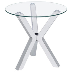 Tampa Furniture Outlet - Coaster - Kenzie Round Tempered Glass Top End Side Table Chrome - 708127