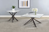 Tampa Furniture Outlet - Coaster - Carvell 2-piece Square Coffee and End Table Set Mirage White - 708138-S2