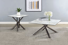 Tampa Furniture Outlet - Coaster - Carvell 2-piece Square Coffee and End Table Set Mirage White - 708138-S2