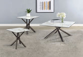Tampa Furniture Outlet - Coaster - Carvell 3-piece Square Coffee and End Table Set Mirage White - 708138-S3