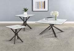 Tampa Furniture Outlet - Coaster - Carvell 3-piece Square Coffee and End Table Set Mirage White - 708138-S3