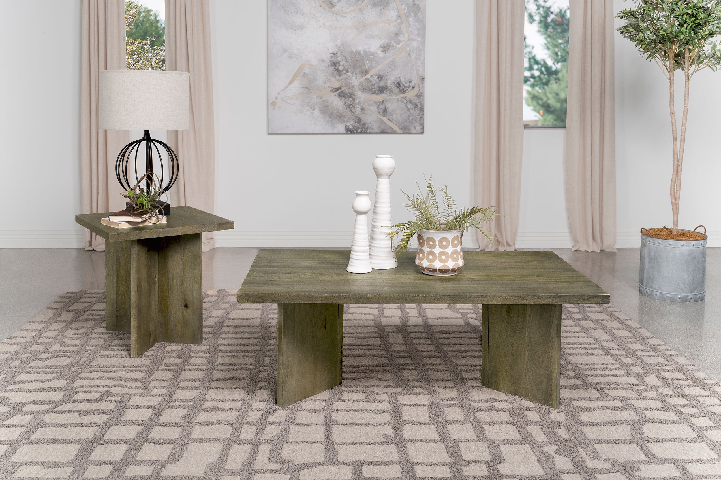 Tampa Furniture Outlet - Coaster - Andando 2-piece Coffee and End Table Set Mango Brown - 708498-S2
