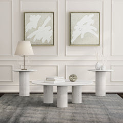 Tampa Furniture Outlet - Coaster - Astoria 3-piece Marble Coffee and End Table Set White - 709668-S3