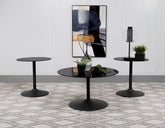 Tampa Furniture Outlet - Coaster - Ganso 3-piece Round Glass Top Coffee and End Table Set Black - 709688-S3