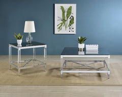 Tampa Furniture Outlet - Coaster - Lindley 2-piece Square Coffee and End Table Set Chrome - 709728-S2