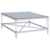 Tampa Furniture Outlet - Coaster - Lindley Square Tempered Mirror Acrylic Coffee Table Chrome - 709728