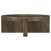Tampa Furniture Outlet - Coaster - Kinkaid Round Solid Mango Wood Coffee Table Brown - 710138