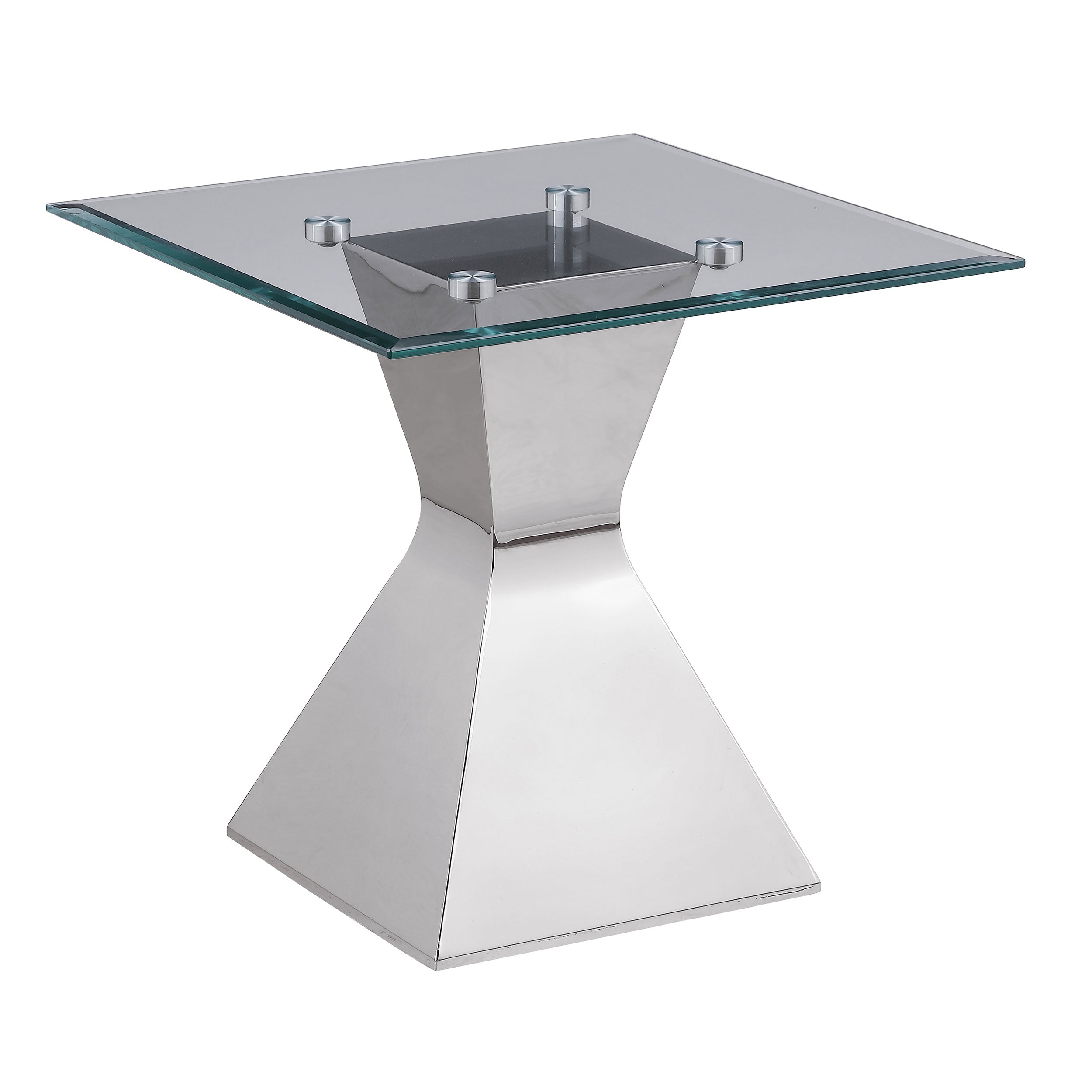 Tampa Furniture Outlet - Coaster - Jenny Glass Top Stainless Steel Side End Table Chrome - 710207