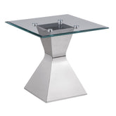 Tampa Furniture Outlet - Coaster - Jenny Glass Top Stainless Steel Side End Table Chrome - 710207