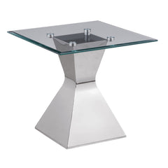 Tampa Furniture Outlet - Coaster - Jenny Glass Top Stainless Steel Side End Table Chrome - 710207