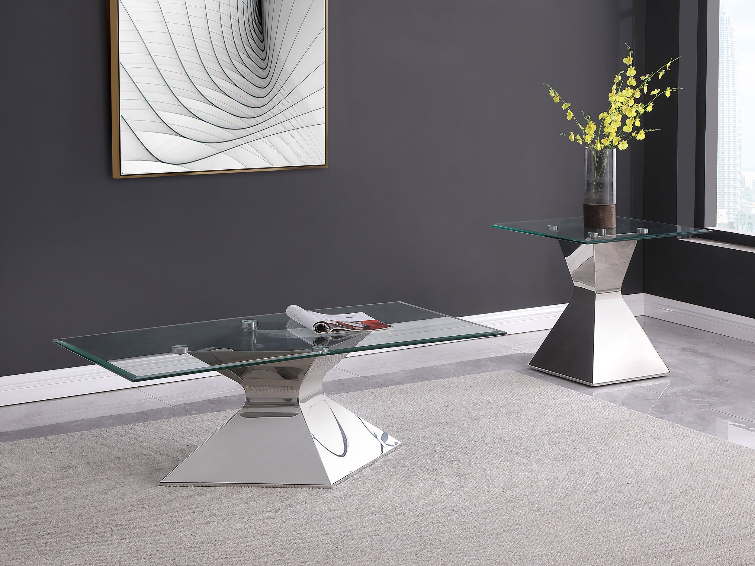 Tampa Furniture Outlet - Coaster - Jenny 2-piece Rectangular Coffee and End Table Set Chrome - 710208-S2