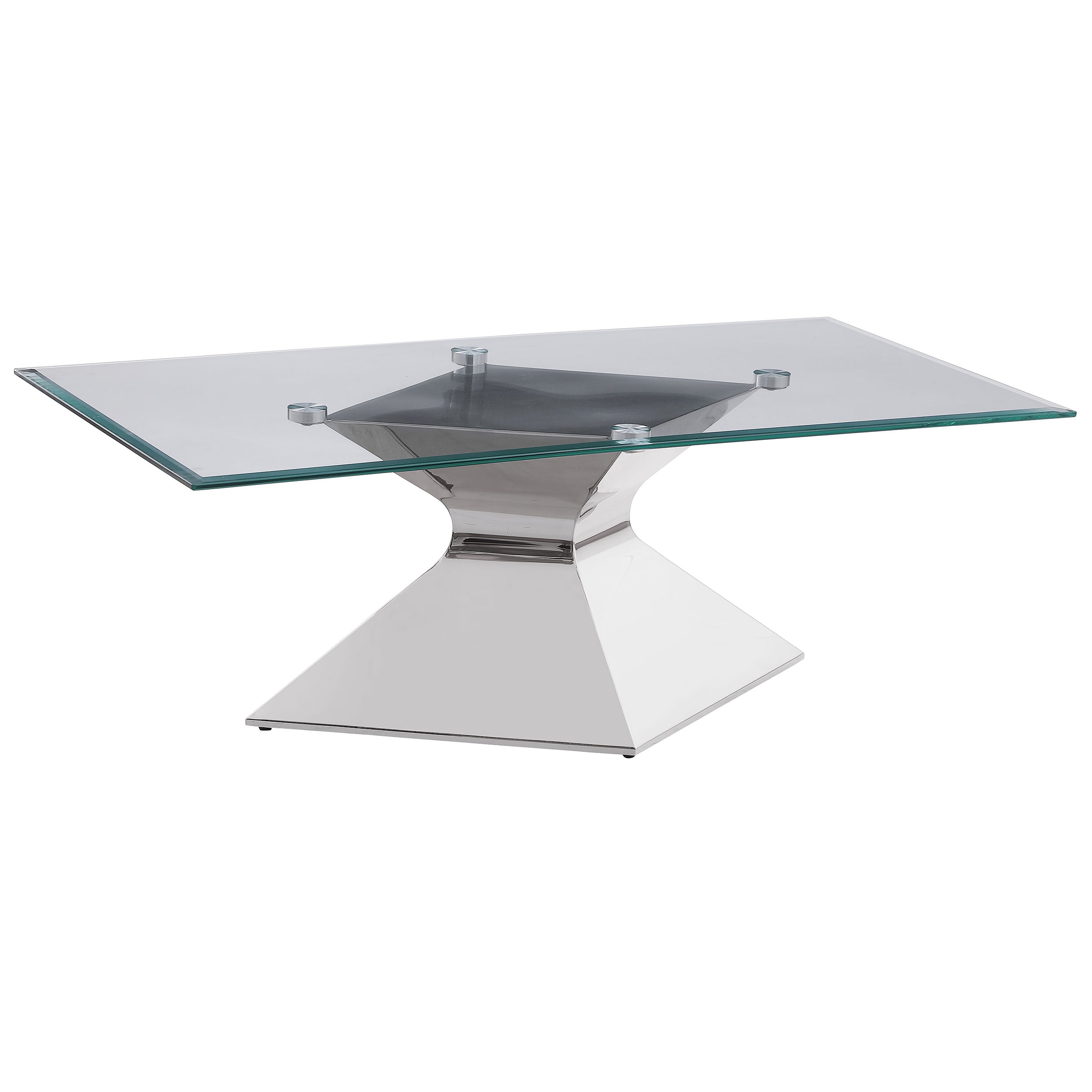 Tampa Furniture Outlet - Coaster - Jenny Glass Top Stainless Steel Coffee Table Chrome - 710208