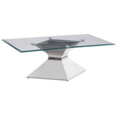 Tampa Furniture Outlet - Coaster - Jenny Glass Top Stainless Steel Coffee Table Chrome - 710208