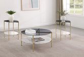 Tampa Furniture Outlet - Coaster - Jonelle 3-piece Round Coffee and End Table Set Gold - 710338-S3