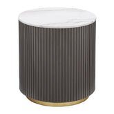 Tampa Furniture Outlet - Coaster - Jason Round White Marble Top Side End Table Charcoal - 710417