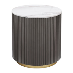 Tampa Furniture Outlet - Coaster - Jason Round White Marble Top Side End Table Charcoal - 710417