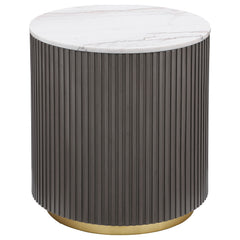 Jason 2-piece Round White Marble Coffee Table Set Charcoal