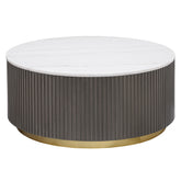 Tampa Furniture Outlet - Coaster - Jason Round White Marble Top Coffee Table Charcoal - 710418