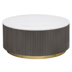 Tampa Furniture Outlet - Coaster - Jason Round White Marble Top Coffee Table Charcoal - 710418