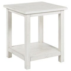 Tampa Furniture Outlet - Coaster - Payne Wood End Table with Shelf Distressed White - 710556