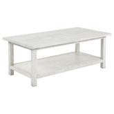 Tampa Furniture Outlet - Coaster - Payne Wood Coffee Table with Shelf Distressed White - 710558