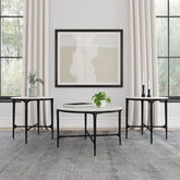 Tampa Furniture Outlet - Coaster - Hermas 3-piece Round Marble Coffee and End Table Set White - 710738-S3