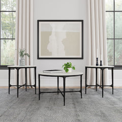 Tampa Furniture Outlet - Coaster - Hermas 3-piece Round Marble Coffee and End Table Set White - 710738-S3
