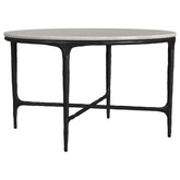 Tampa Furniture Outlet - Coaster - Hermas Round Genuine Marble Top Metal Coffee Table White - 710738