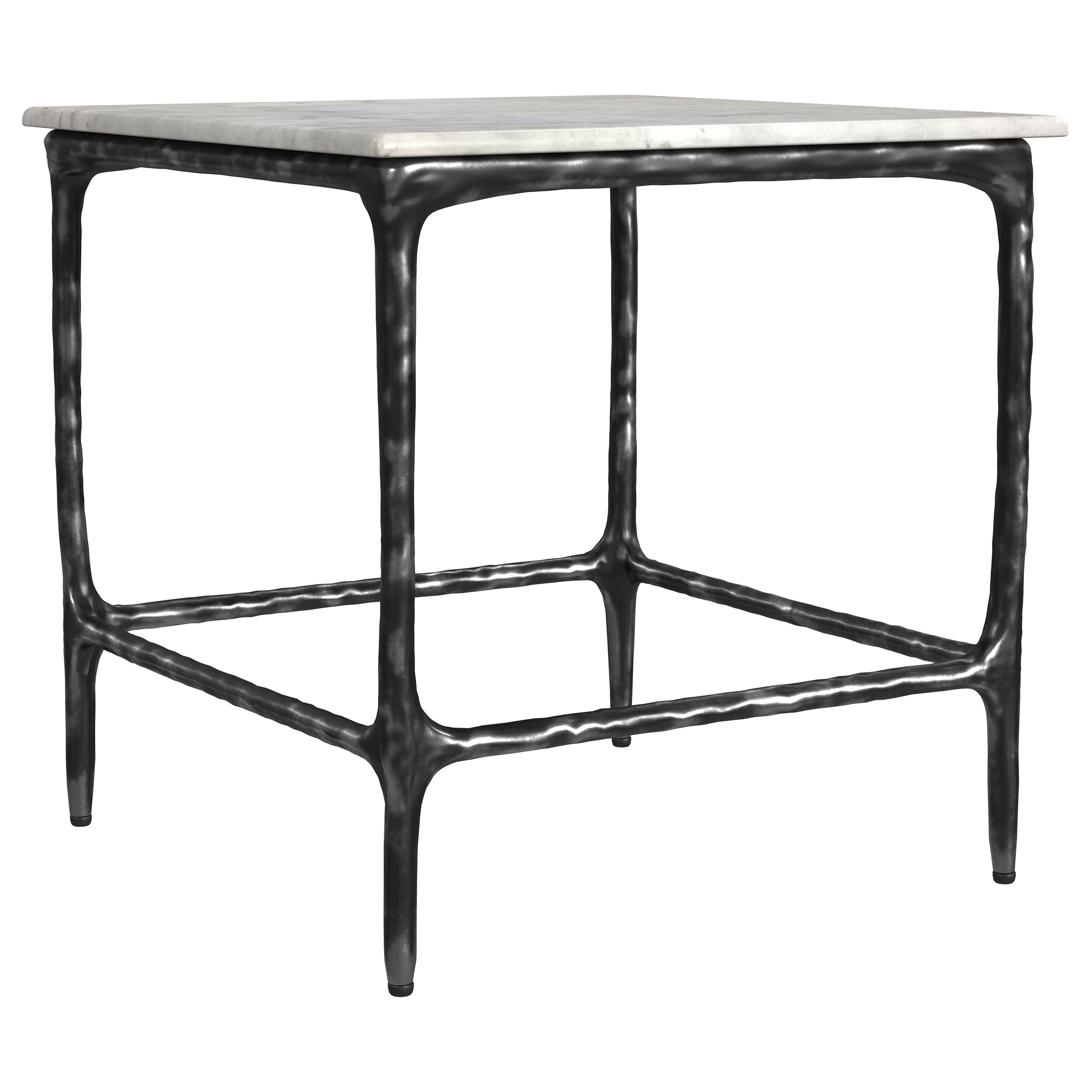 Tampa Furniture Outlet - Coaster - Ebby Square Genuine Marble Top Metal End Table White - 710747