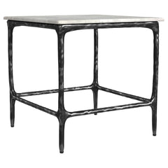 Tampa Furniture Outlet - Coaster - Ebby Square Genuine Marble Top Metal End Table White - 710747