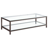 Tampa Furniture Outlet - Coaster - Trini 1-shelf Glass Top Coffee Table Black Nickel - 720228